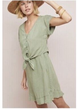 Anthropologie Cloth & Stone Verona Tunic A-Line Dress Cottage XL Green